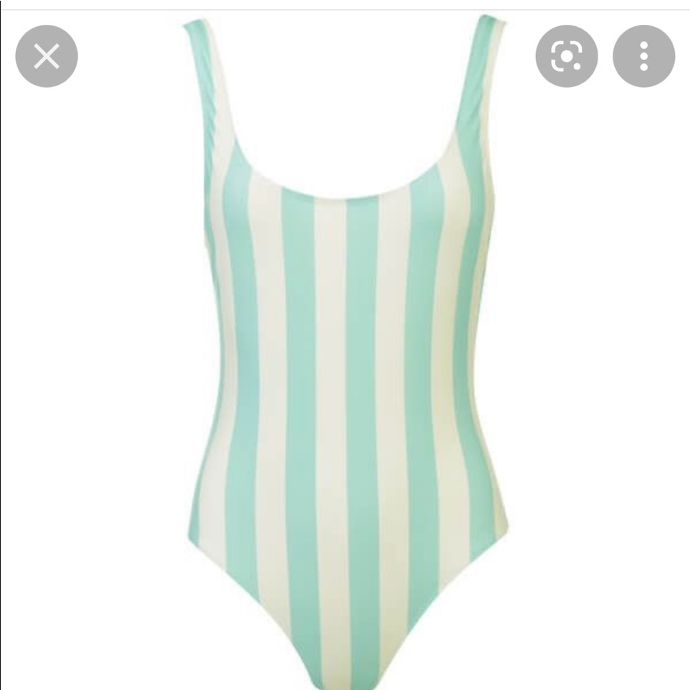 Solid & Striped Ann Marie Swimsuit - Aqua/Cream, NWT